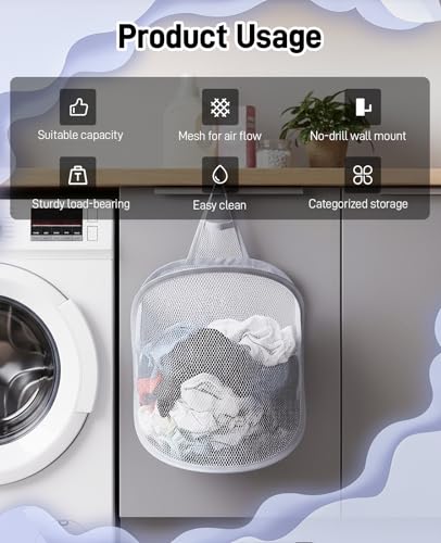 3 Pack Small Hanging Laundry Bags - Foldable Mesh Space-Saving Organizers