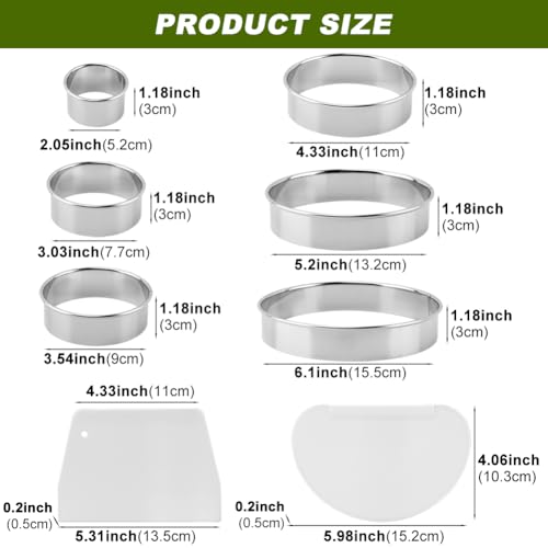 Round Cookie Cutter Set Stainless Steel 6-Piece Baking Tools - Silver