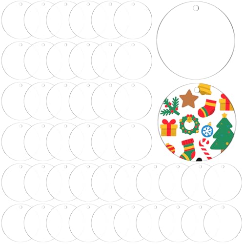 3 Inch Acrylic Ornament Blanks - 50 Pcs Clear Keychain Discs