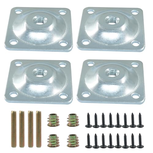 Murtenze 4 Pack Silver Leg Mounting Plates for Furniture Repair