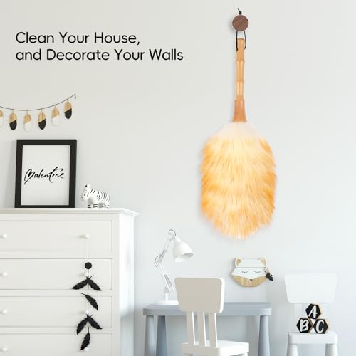 FeelfunFeather Lambswool Duster with Wooden Handle - 14.9 Inch
