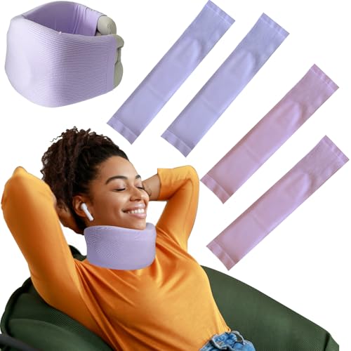 Cervical Collar Dust Cover Sleeve - 4PCS Soft & Breathable (Pink+Purple)