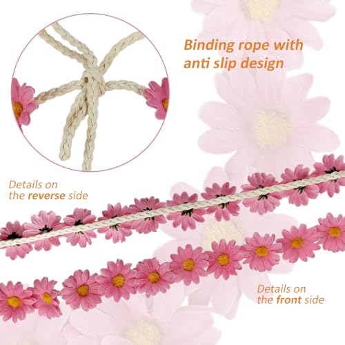 Pink Floral Headband Daisy Flower Crown for Women & Girls