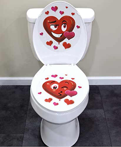 Valentine's Heart Toilet Seat Cling Decoration Set - 2 Pieces