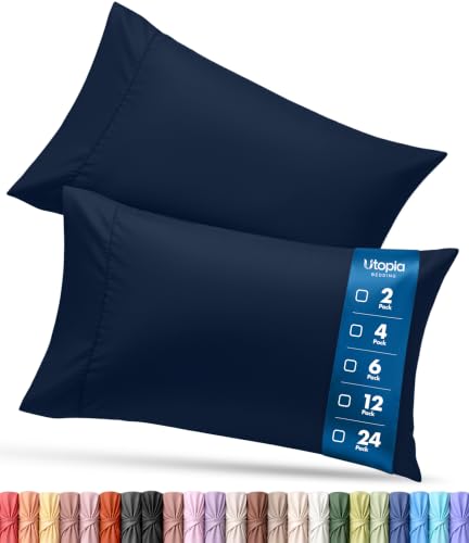 Utopia Bedding King Pillow Cases, Brushed Microfiber, Navy, 12-Pack