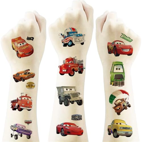 Cars Temporary Tattoos for Kids 20-Pack Waterproof Racing Party Favors