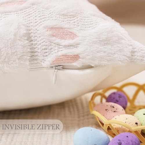 Easter Bunny Pillow Covers 18x18 Set of 2 - Soft Plush Decor