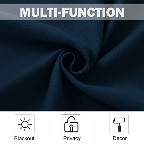 NICETOWN Navy Blackout Kitchen Curtains 42"W x 36"L (Pack of 2)