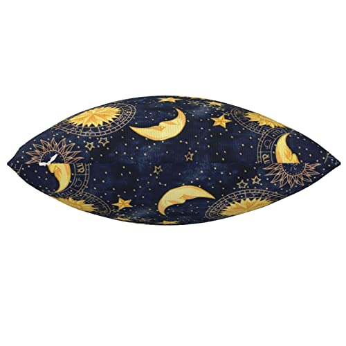 VARUN 18x18 Inch Golden Stars Moon Sun Throw Pillow Cover