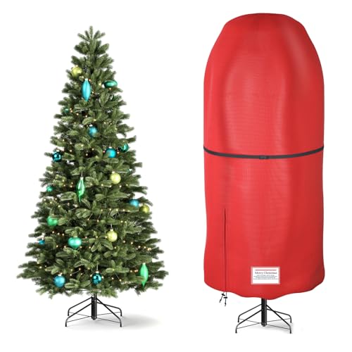 7.5FT Christmas Tree Storage Bag - Red, Tear Resistant Oxford Fabric, Adjustable