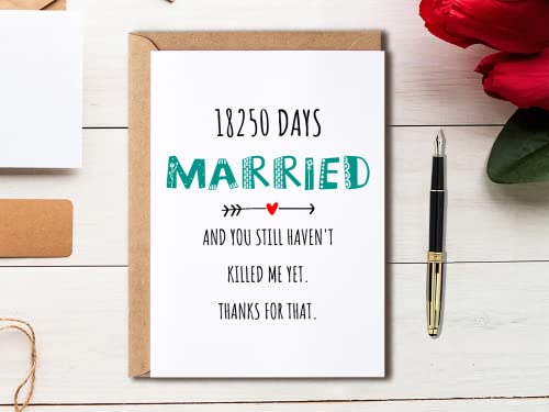 Funny 50th Anniversary Card - 18250 Days Married - 5x7