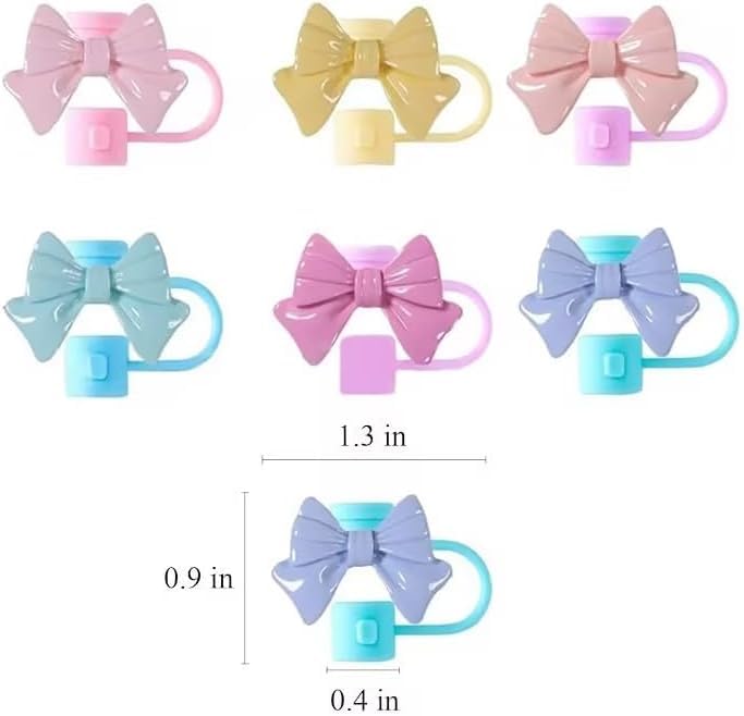 Silicone Straw Covers for Stanley Cup Tumblers - 3 Pcs Bow Design