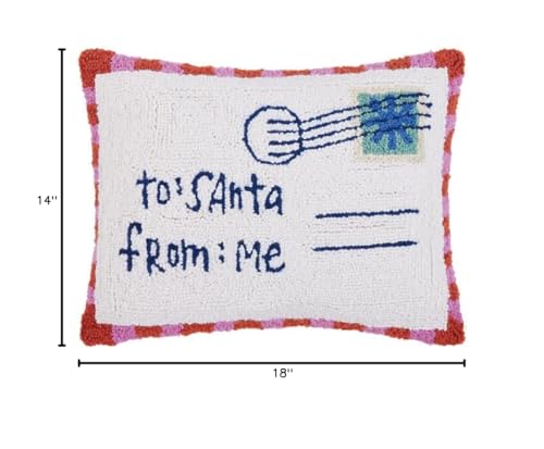 Christmas Holiday Pillow with Santa Hook 18-Inch Wool & Velvet Home Decor