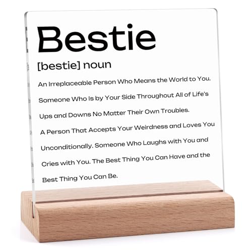 Inspirational Acrylic Plaque with Wooden Stand for Best Friends
