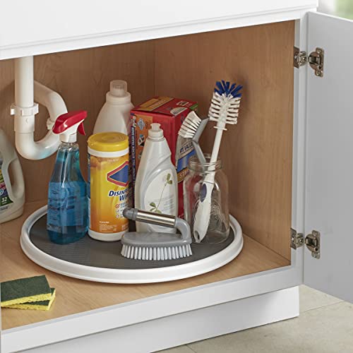 Copco 18-Inch Lazy Susan Turntable Organizer - Nonslip White/Gray Rotating Tray