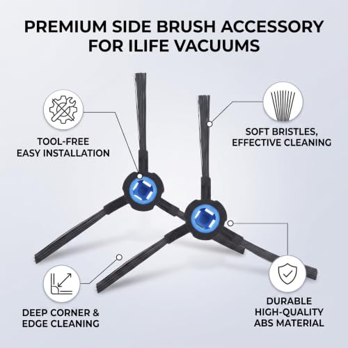 AUNMAS Side Brush Replacement for Ilife Robot Vacuums (2-Pack)