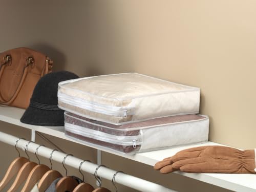 Whitmor Zippered Sweater Bag Set - Stackable Clear Storage Bags for Clothes