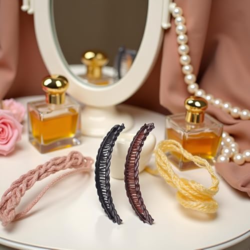 2Pcs Banana Hair Clips for Thick Curly Hair - Vintage Tortoise Shell