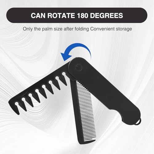 QIYUDA Folding Pocket Hair Comb for Men - 2-in-1 Fine & Wide Tooth