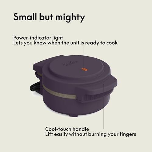 BELLA Plum Stack & Store Mini Waffle Maker - 4-Inch Ceramic Non-Toxic