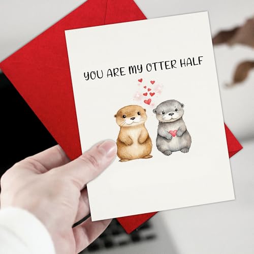 Cute Otter Christmas Card for Husband Wife Boyfriend Girlfriend - 8x5.3"
