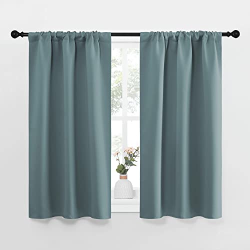 NICETOWN Greyish Blue Blackout Curtains - 34"W x 45"L (Pack of 2)