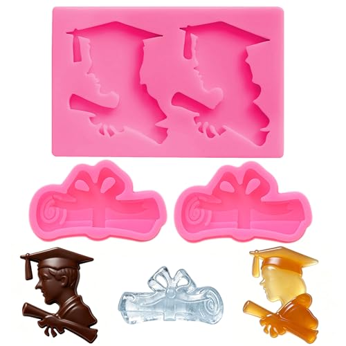 Graduation Silicone Molds Set - 3Pcs Non-Stick Fondant Molds for Cakes & Candy