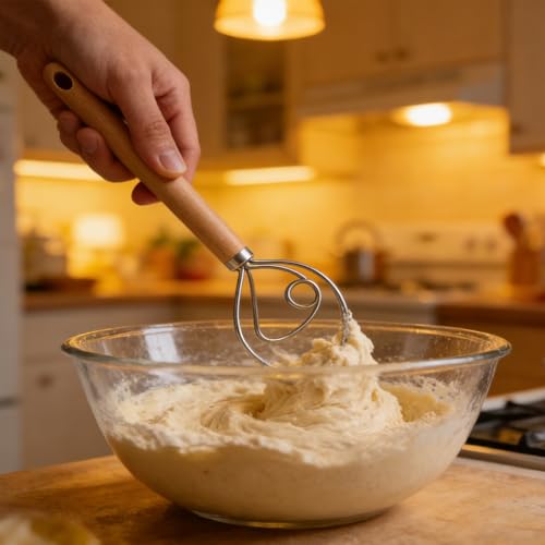 IVICOO Stainless Steel Dough Whisk with Ergonomic Handle