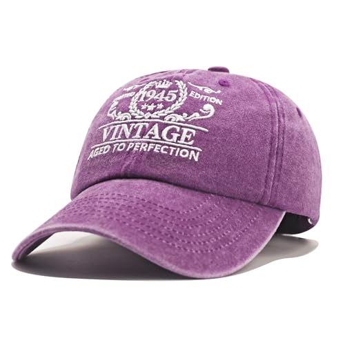 80th Birthday Gifts for Men Women, 80th Birthday Decorations, Adjustable Washed Cotton Embroidered Baseball Caps