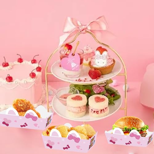 24PCS Pink Cat-Themed Party Food Trays – Disposable Serving Trays