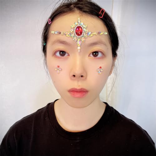 Topz Red Rhinestone Face Gems Self-Adhesive Crystal Jewels for Halloween Makeup & Festival Rave