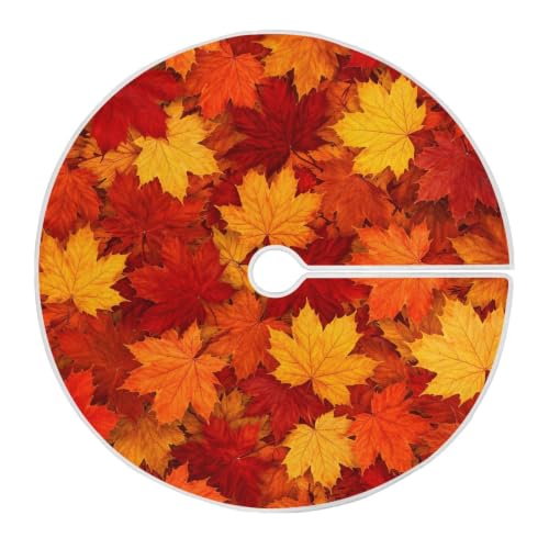SUABO Autumn Leaves Christmas Tree Skirt 48 Inch Fall Holiday Decor