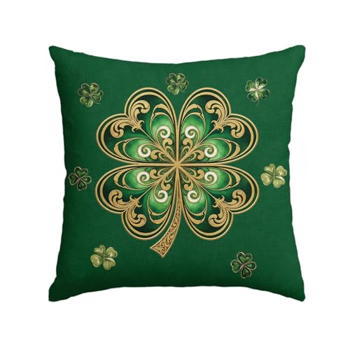 St. Patrick's Day Clover Throw Pillow Cover - 18x18 Inch Polyester Cushion Case