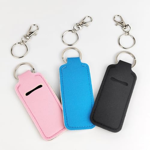 3 Pack Neoprene Chapstick Holder Keychains for Women Lip Balm