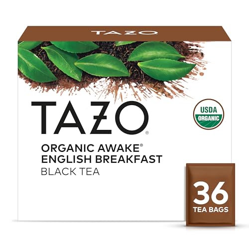 TAZO Organic Awake English Breakfast Black Tea Bags 36 Count - High Caffeine Morning Tea, Bold Malty Flavor, Non-GMO Certified