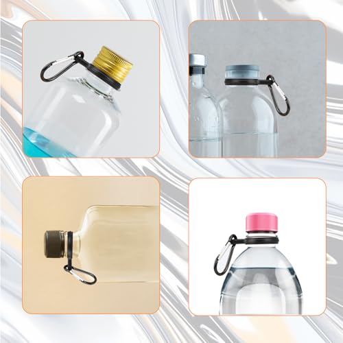 6pcs Water Bottle Clips,Silicone Hanging Bottle Buckle Clip Carabiner with 6 Pieces Keychain Ring Clip,Portable Water Bottle Ring Holder for Outdoor Camping Hiking Traveling