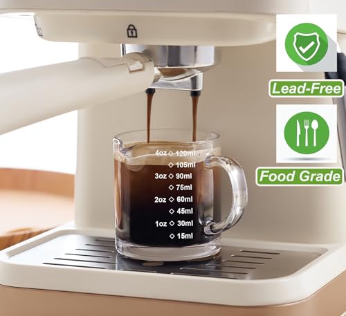 Ackers Espresso Cup Set - 4oz Borosilicate Glass with Handle