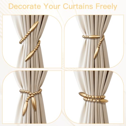 Wood Bead Curtain Tiebacks - No Drill Holdbacks for Boho Decor