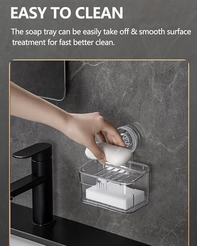Suction Cup Soap Dish with High-Density Sponge - Waterproof Holder for Shower & Kitchen