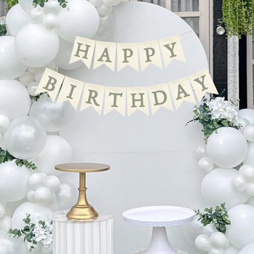 Green Burlap Happy Birthday Banner - Pre-Strung Party Decor