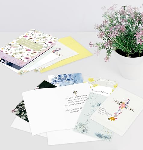 Nihuecne 24 Pack Floral Christian Sympathy Cards with Envelopes