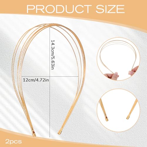Tucnoeu 2-Piece Multi-Layer Metal Headbands for Women - Elegant Gold Hair Accessories