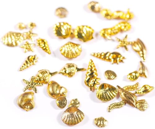 Gold Ocean Nail Art Metal Studs 3D Summer Beach Charms 12 Styles