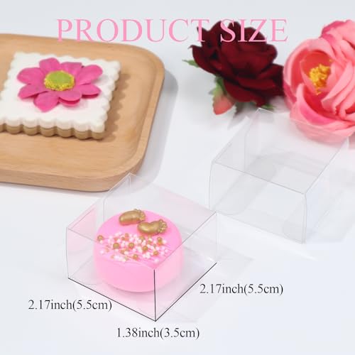 50 Pcs Clear Plastic Bakery Boxes for Treats & Gifts - 2.17"