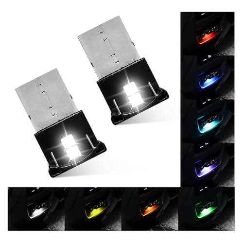 2 PCS Mini USB LED Atmosphere Light - 8 Colors Adjustable Night Lamp