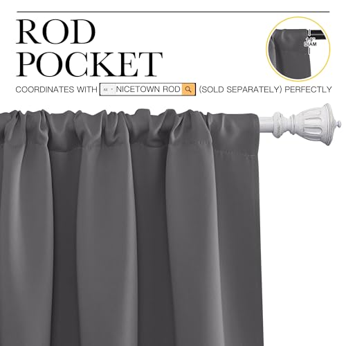 NICETOWN Grey Blackout Curtains 29"W x 20"L - Set of 2 Panels
