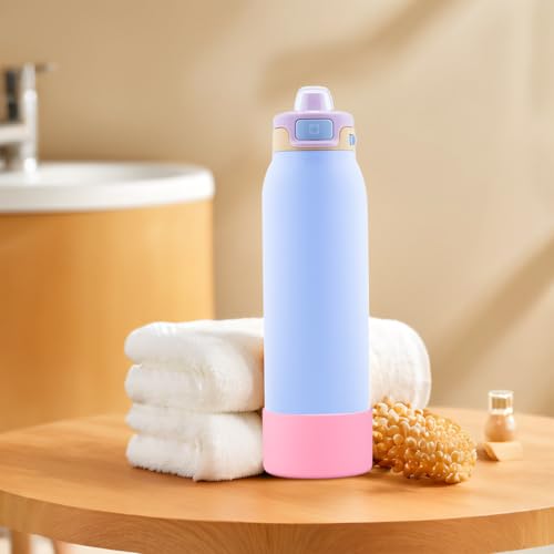 2 PCS Silicone Bottom for Ello Pop 32 OZ Water Bottle, Water Boot for Ello Pop,Avoid Scratches and Noise (Rose Red, 22oz)