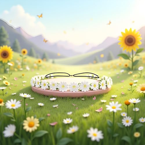 White Daisy Flower Crown Headband Boho Floral Hair Wreath for Wedding and Festivals