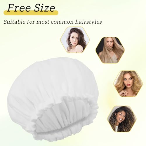 Lusofie Reusable Shower Cap for Women - Waterproof Double Layer Terry Lined Hair Cap