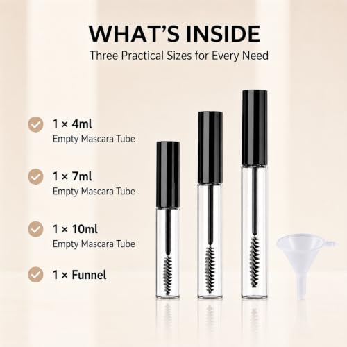 Hession Empty Mascara Tube Kit with Wands - Reusable DIY Lash Serum Containers